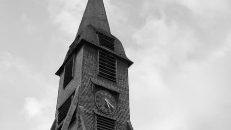 saint catherine bell tower in honfleur, france - close up, black and white