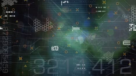 animation of diverse data, numbers and icons on digital space