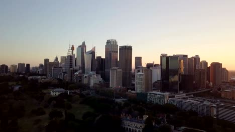 beautiful aerial cityscape skyline on dawn morning