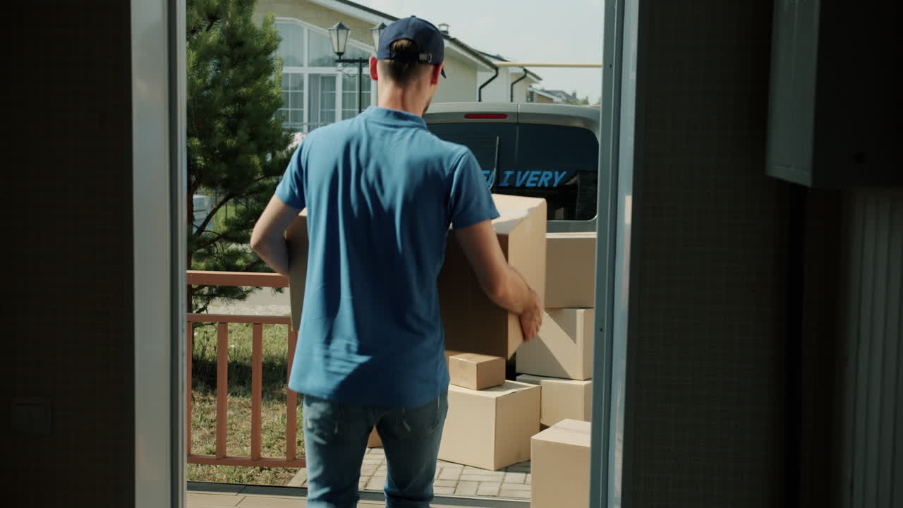 Delivery Person Carrying Boxes