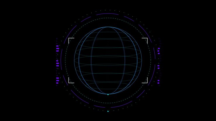 Digital HUD Globe Rotating with Data Points