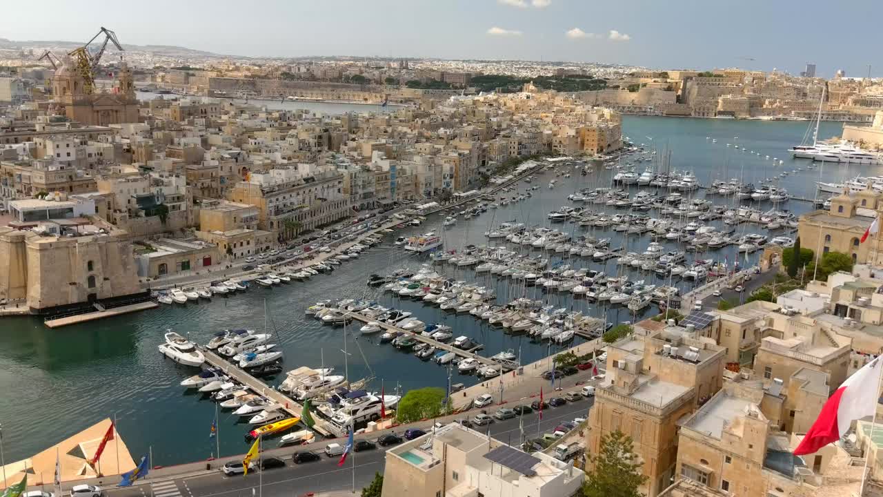 Drone shot of Birgu's Dock
