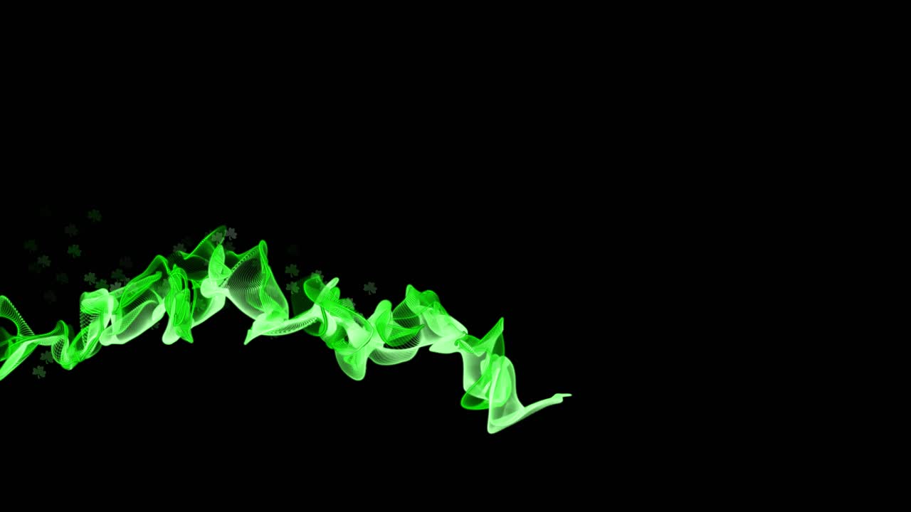 pancarta verde irlandesa o del día de san patricio de humo ondulado y partículas cruzan la pantalla para resaltar el espacio de su copia