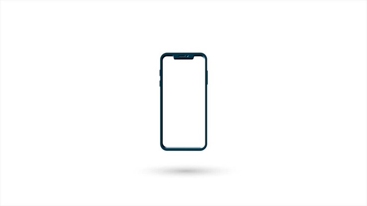3d animated flat phone icon with shadow isolated on white background. Rotating smartphone icon. 4K video motion graphic animation.
