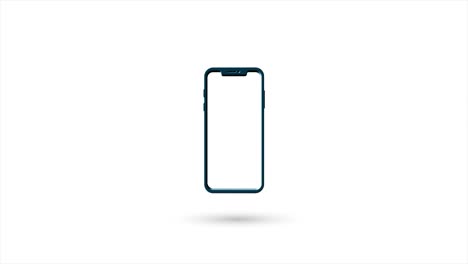 3d animated flat phone icon with shadow isolated on white background. rotating smartphone icon. 4k video motion graphic animation.