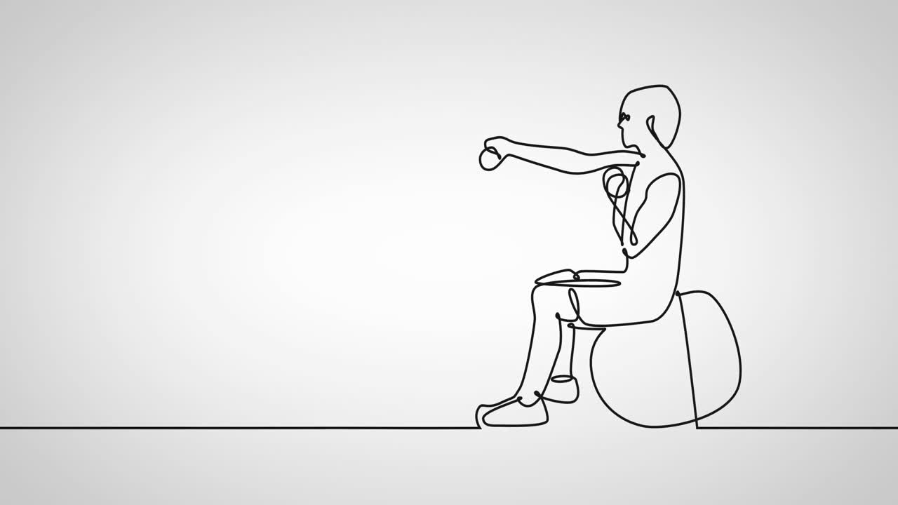 색 배경 에 공 에 운동 하는 여자 의 그림 의 애니메이션