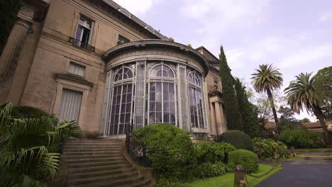 Gimbal-shoot-of-Palacio-Sans-Souci,-or-Sans-Souci-Palace,-in-Buenos-Aires-Argentina-in-4K