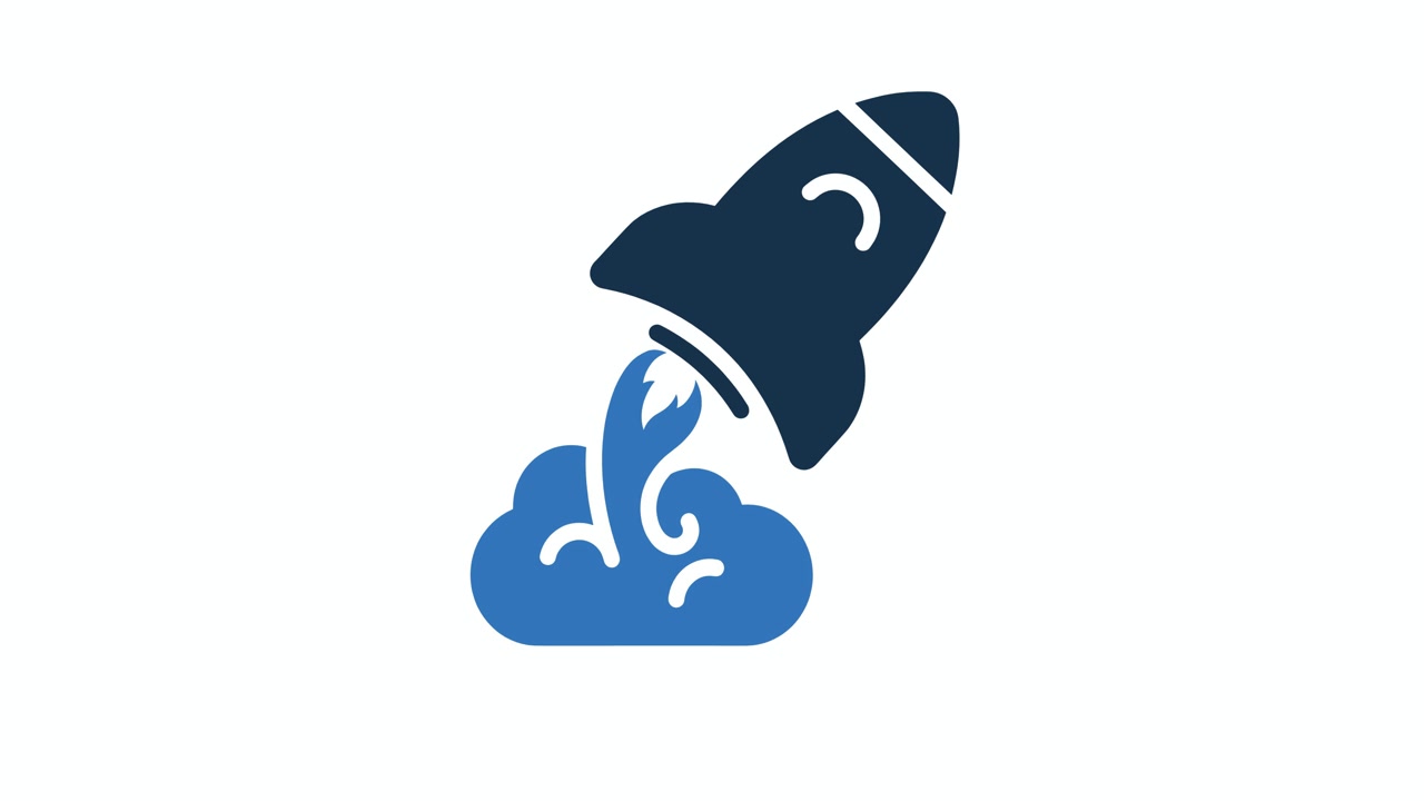 Animated Rocket Launch Icon on White Background