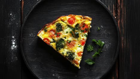 delicious slice of frittata with vegetables and cheese