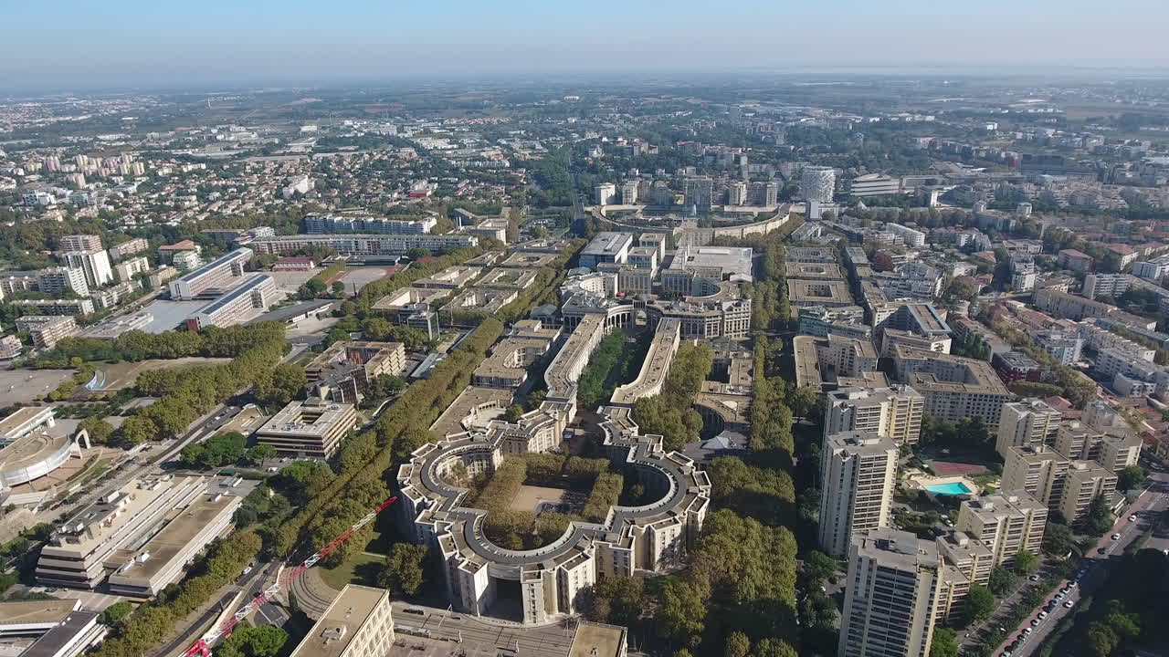 антигон монпелье соседство воздушный вид дрона. солнечный день