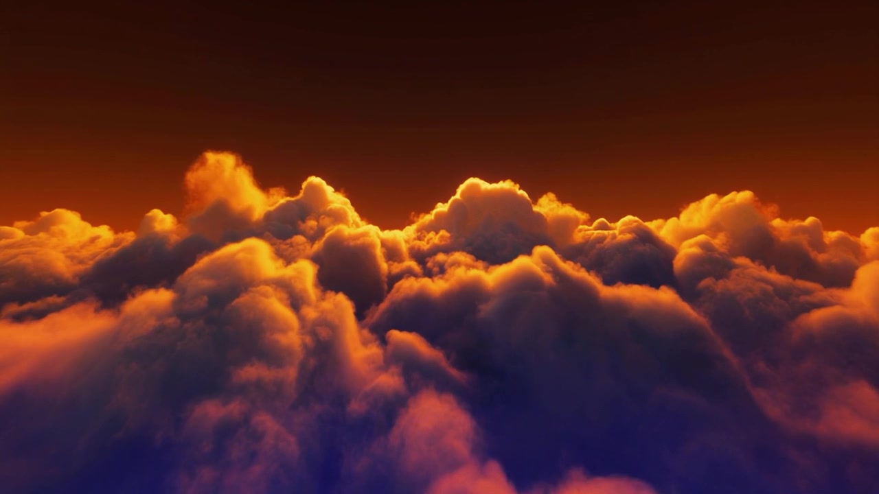 Luftaufnahme von goldenen Sonnenuntergangswolken über dem Horizont