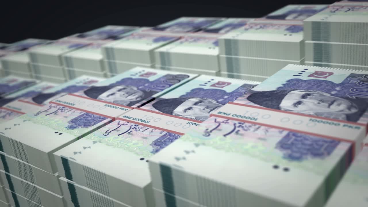 Pakistanske rupee pengesedler i vækst-loop.