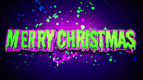 merry christmas text with colorful paint splashes on dark gradient