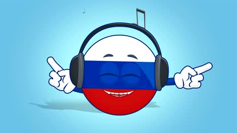 cartoon icon flag russia music with face animation with alpha matte