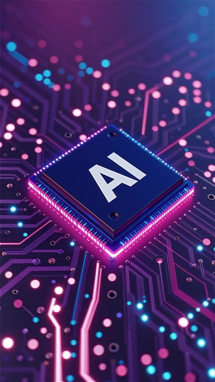 Futuristic AI Chip Motherboard Technology Background