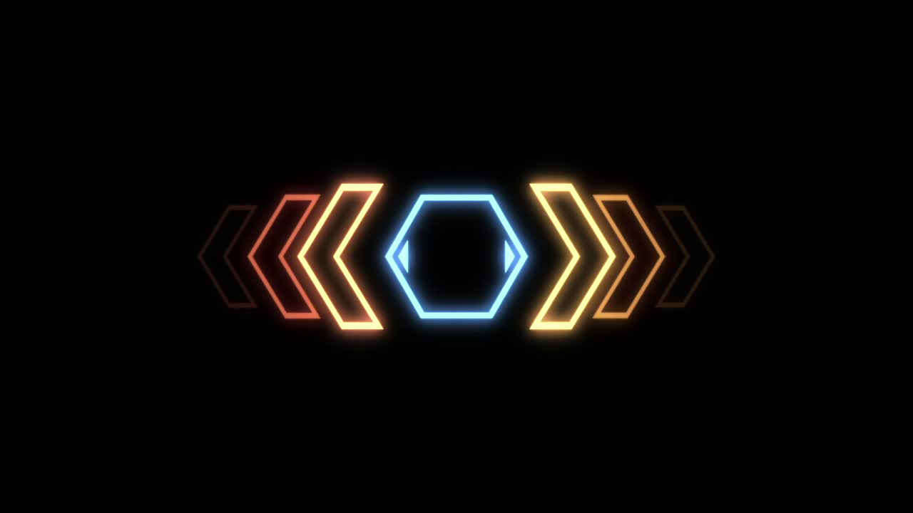 Abstract Futuristic Design with Glowing Arrows and Hexagons