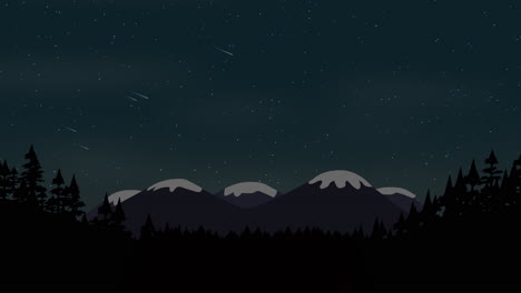night landscape with mountains and blue sky with stars