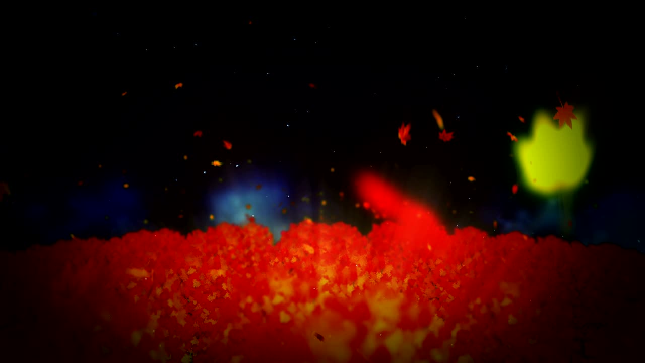 ilustración de paisajes forestales de otoño, fondo de naturaleza abstracta, animación en bucle de hojas de arce,