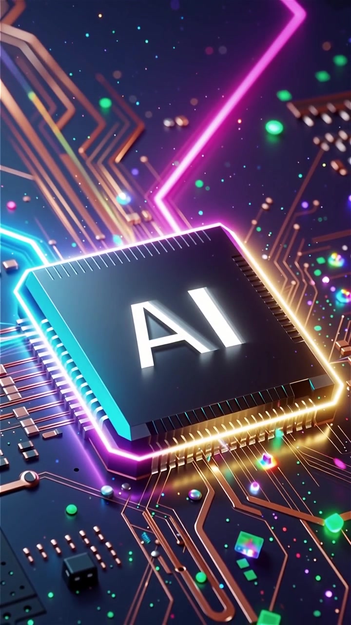 Futuristic AI Chip Motherboard Technology Background