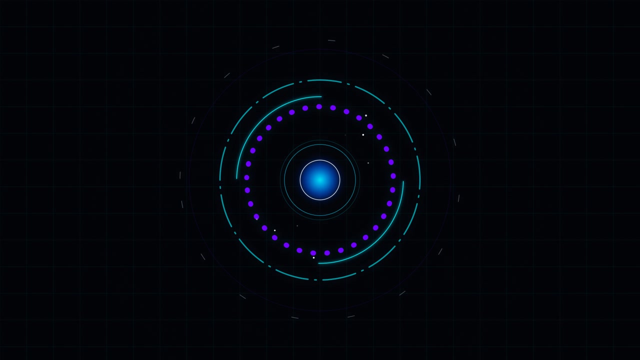Abstract Digital HUD Interface with Rotating Circular Elements