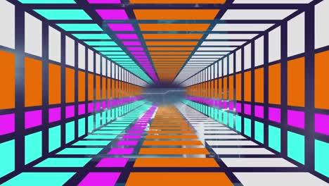 Animation-of-moving,-geometrical,-colorful-tunnel