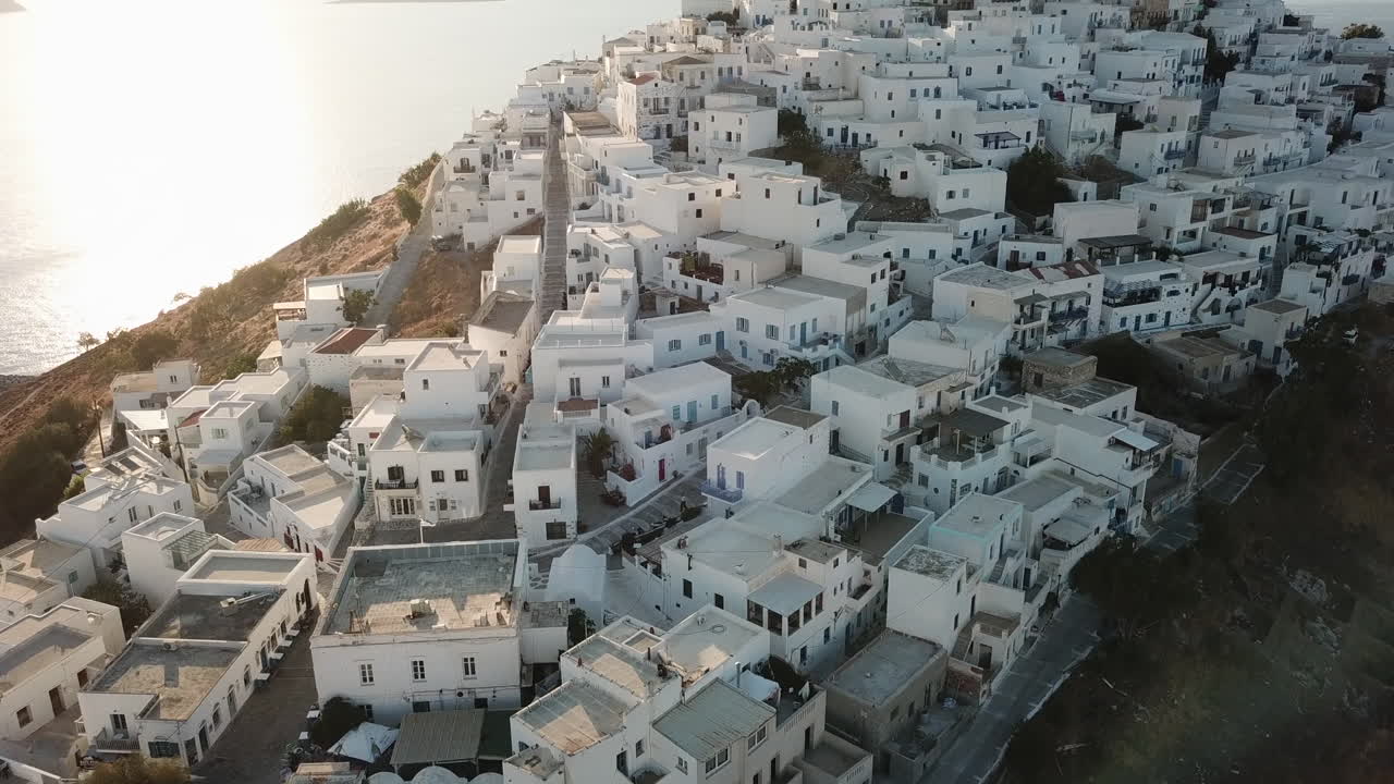 Aerial View of a Picturesque Greek Island Town