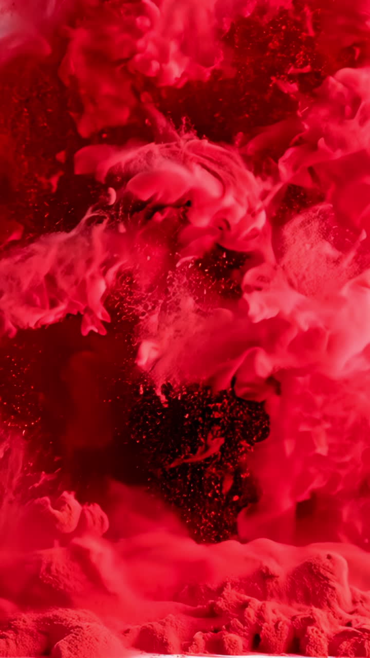 A red cloud of dust is blowing in the wind. Concept of chaos and destruction