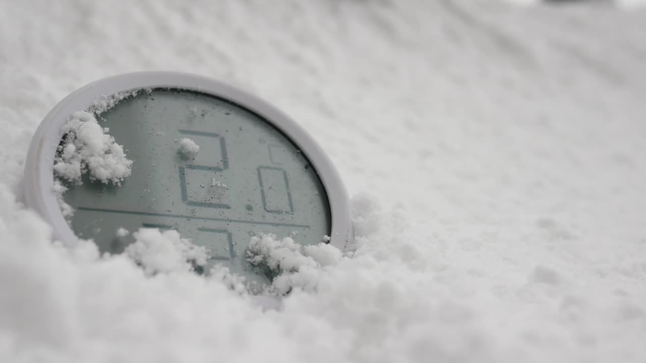 Digital Thermometer Buried in Fresh Snow
