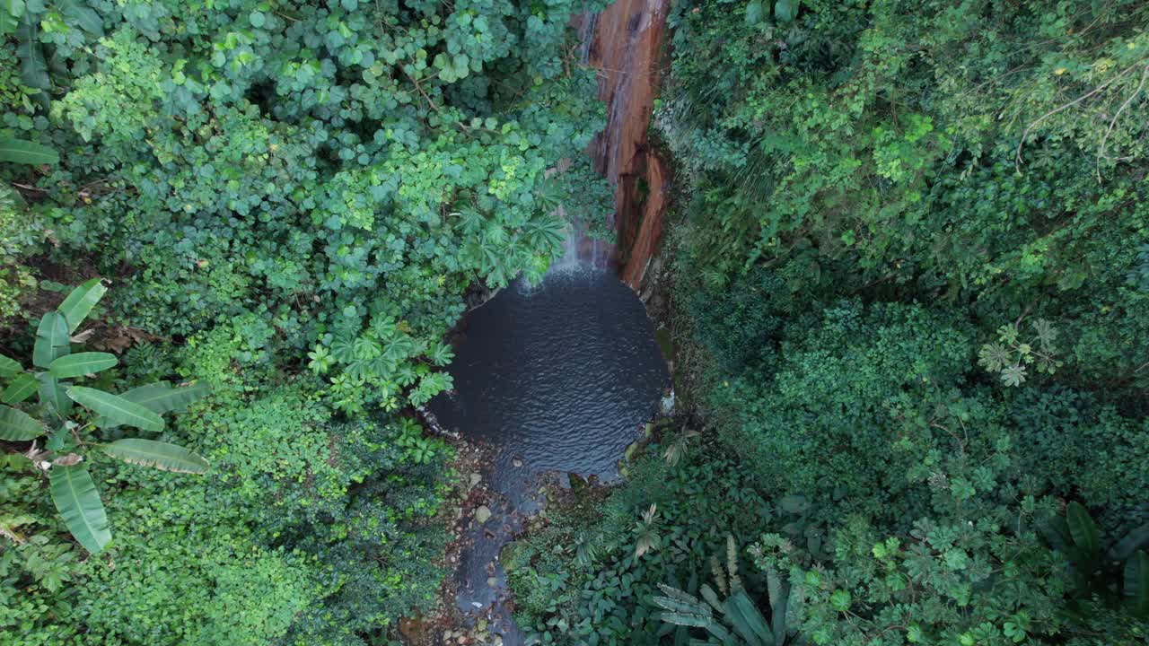 bajando a una cascada tropical