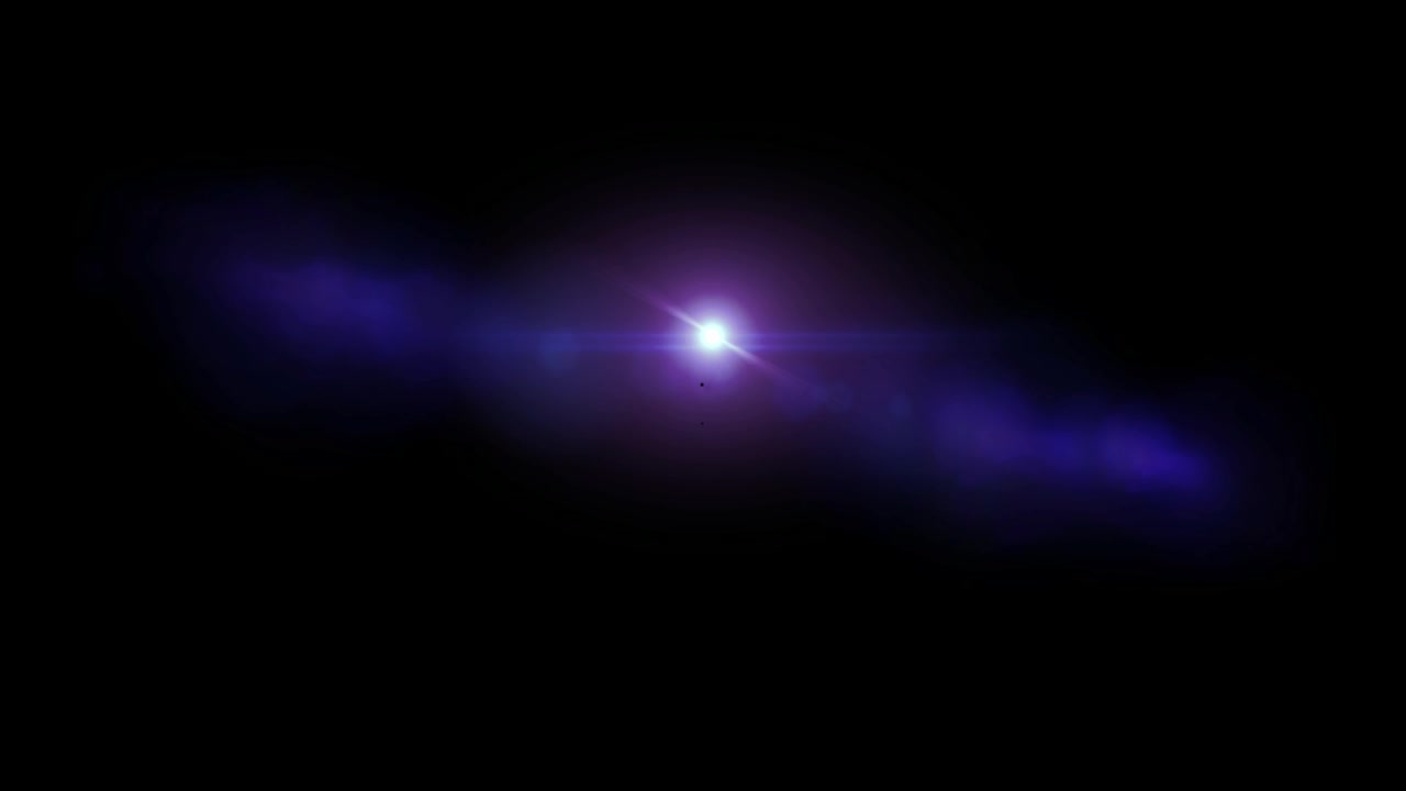 Bagliore lente realistico di luce blu isolato su sfondo nero