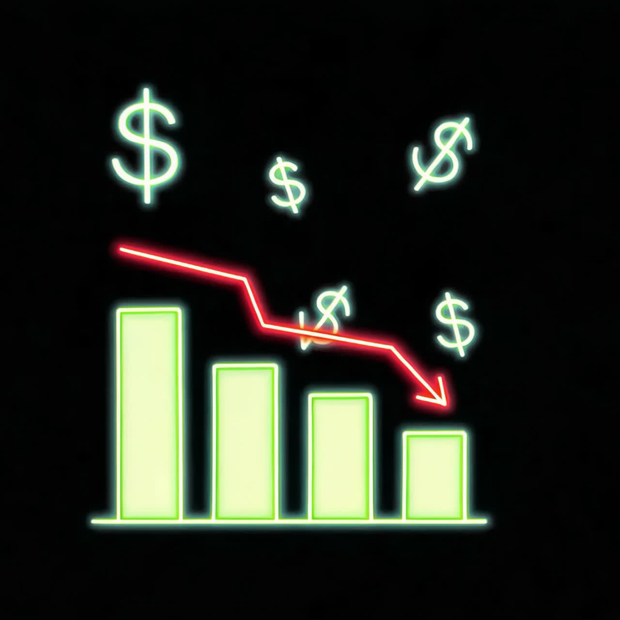 Declining financial bar graph illustration animation isolated asset, transparent 4K video, alpha