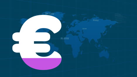 animation of euro sign over financial data processing