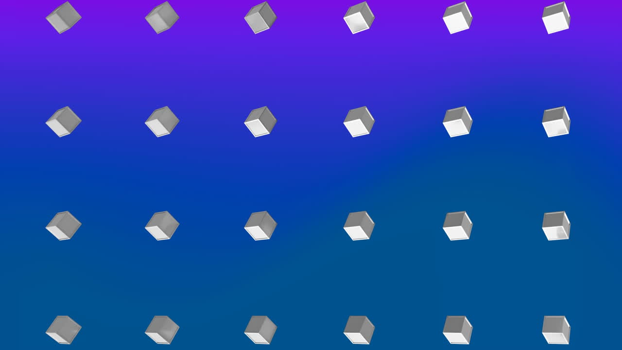 animación de cuadrados blancos en fondo azul