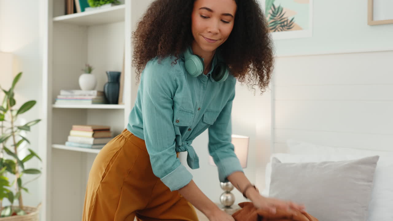 Travel, vacation and black woman packing suitcase