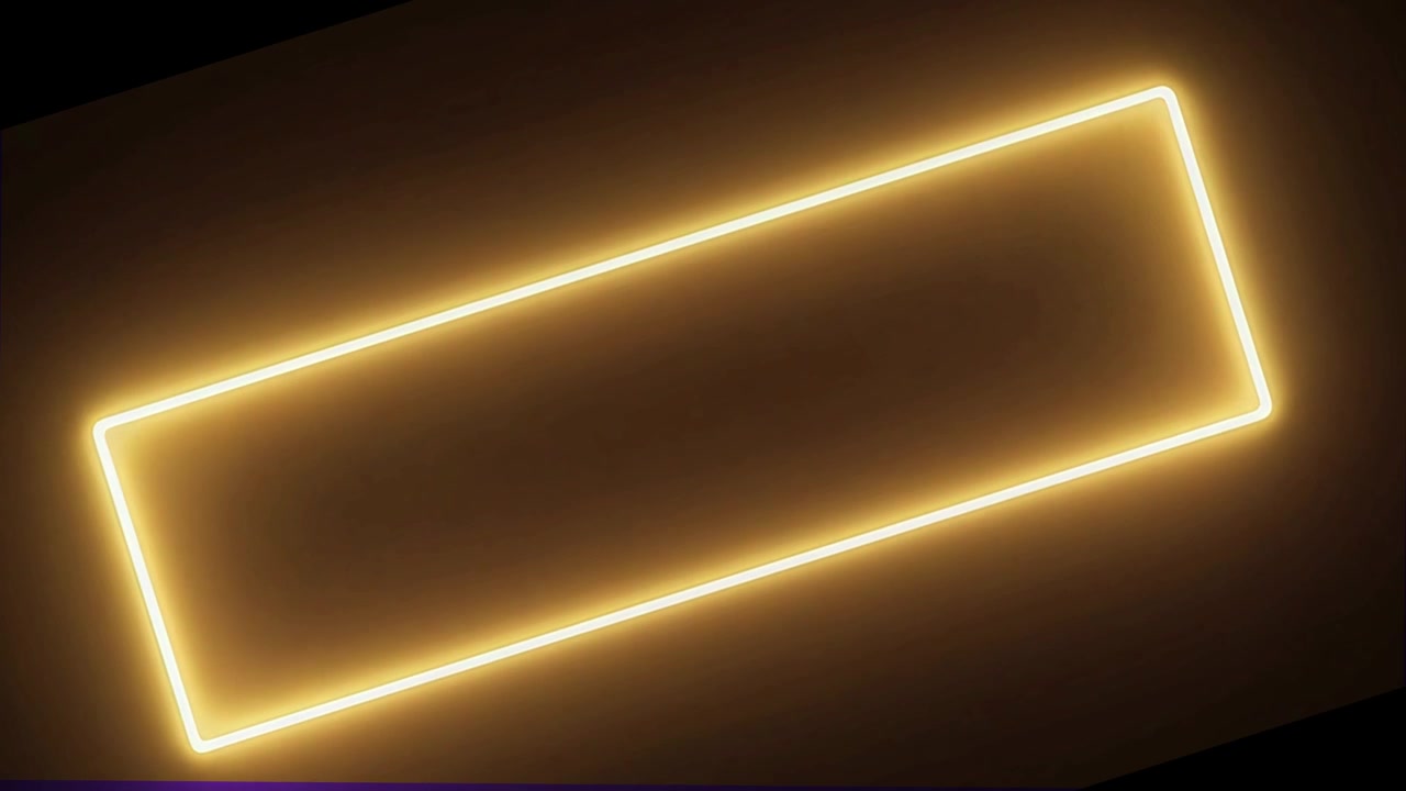 Glowing Yellow Neon Rectangular Frame on Dark Background