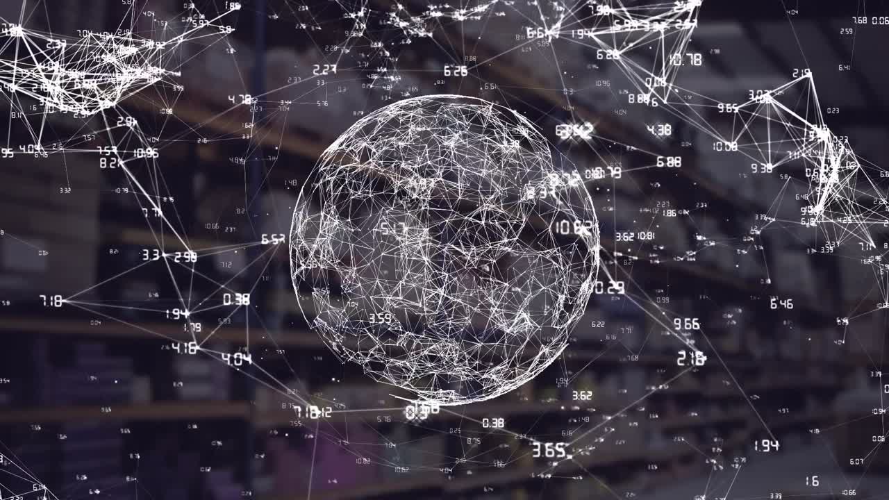 анимация глобуса и сети соединений через склад