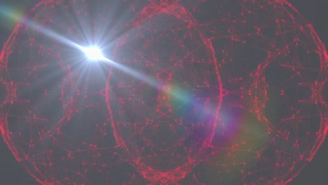 Animation-Von-Licht-über-Dem-Globus-Aus-Roten-Verbindungen-Auf-Schwarzem-Hintergrund