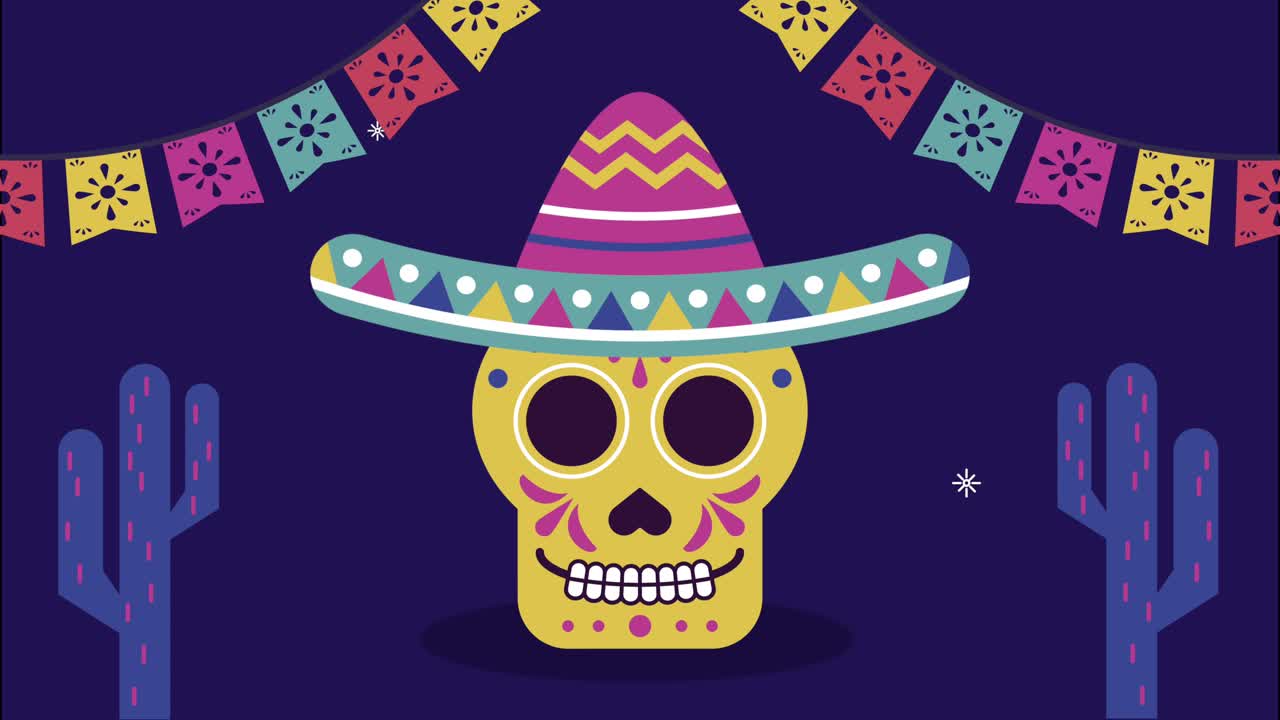 mexická oslava s mariachi lebkou