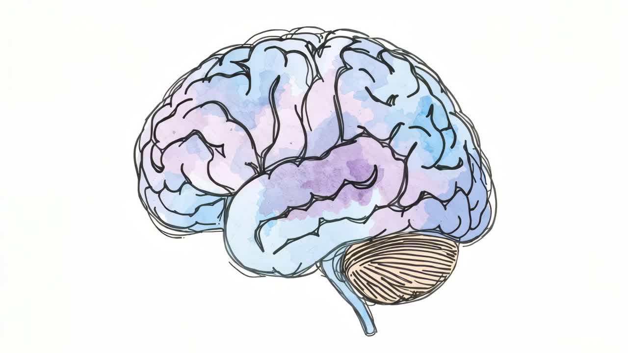Watercolor brain illustration