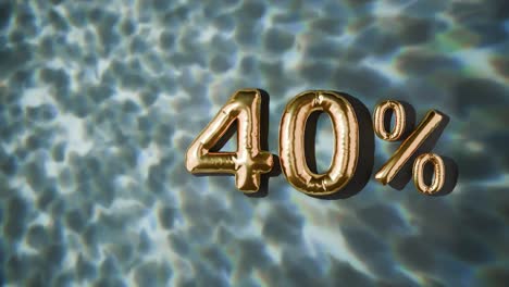 goldene 40% schwimmen über wasserwellen auf schwarzem hintergrund