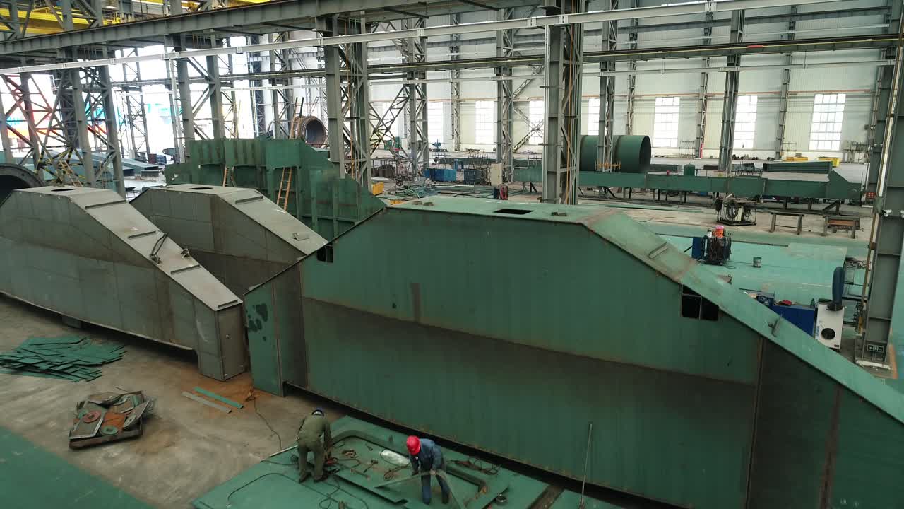 Workers working in a port workshop