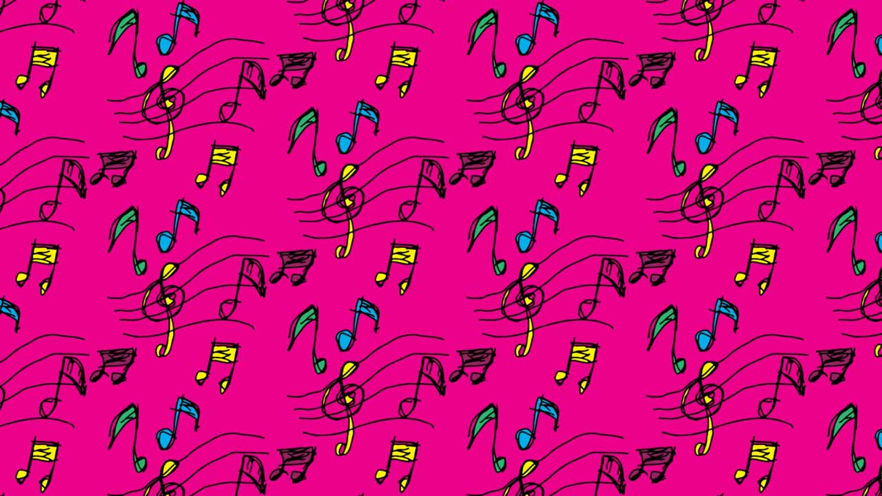 bambini che disegnano pop art sfondo senza cuciture con tema di nota musicale