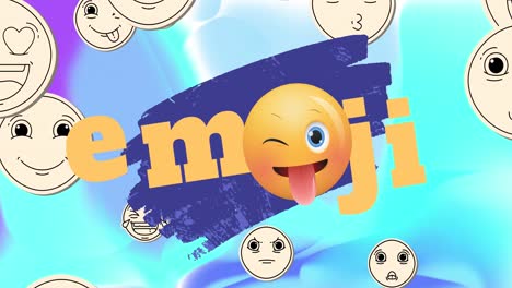 animación de texto emoji y iconos emoji sobre formas