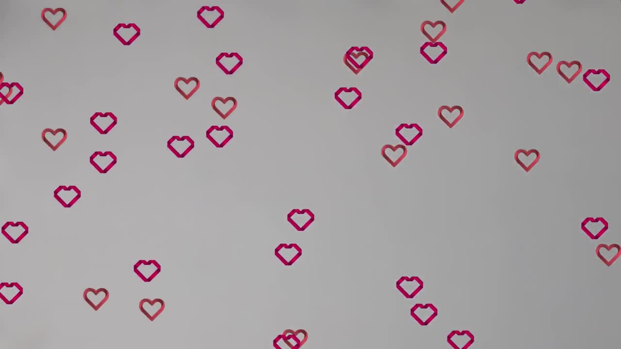 Animazione di icone di e cuori su sfondo grigio
