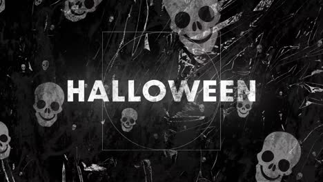 Animation-of-halloween-text-and-skulls-over-moving-shapes