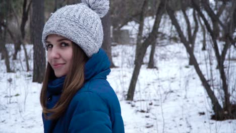 woman in a winter forest