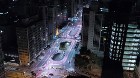 aerial view of paulista avenue, at night, sao paulo, brazil