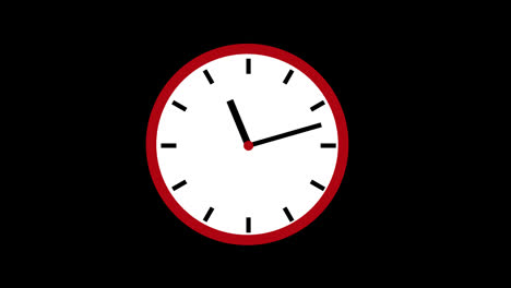 Un-Vídeo-De-Animación-En-Bucle-De-Concepto-De-Icono-De-Reloj-De-Pared-Rojo-Y-Blanco-Con-Canal-Alfa