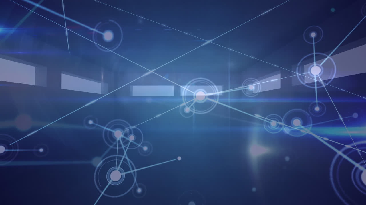 Animation of networks of connections over empty building