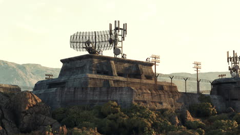 a military bunker with radar on top